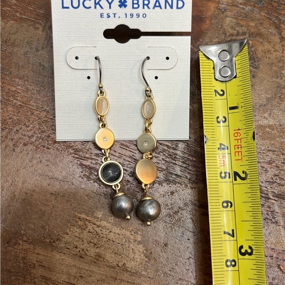 New Lucky Brand Gold Tone Multi Stone Linear Drop Earrings - Picture 3 of 3